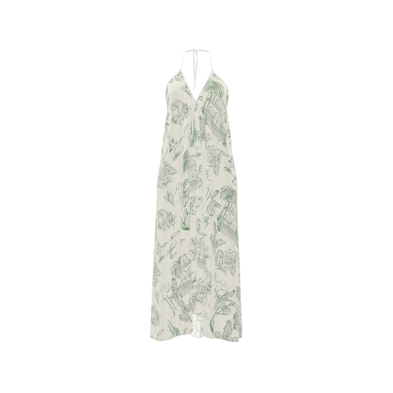 Jungle Toile Halterneck Backless Dress