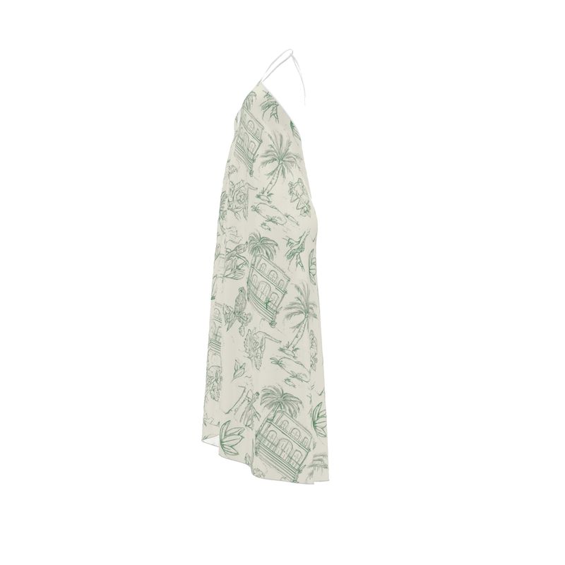 Jungle Toile Halterneck Backless Dress