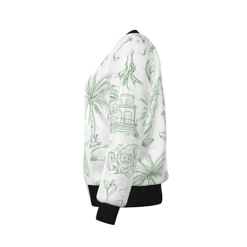 Jungle Toile Women's Reversible Silk Bomber Jacket