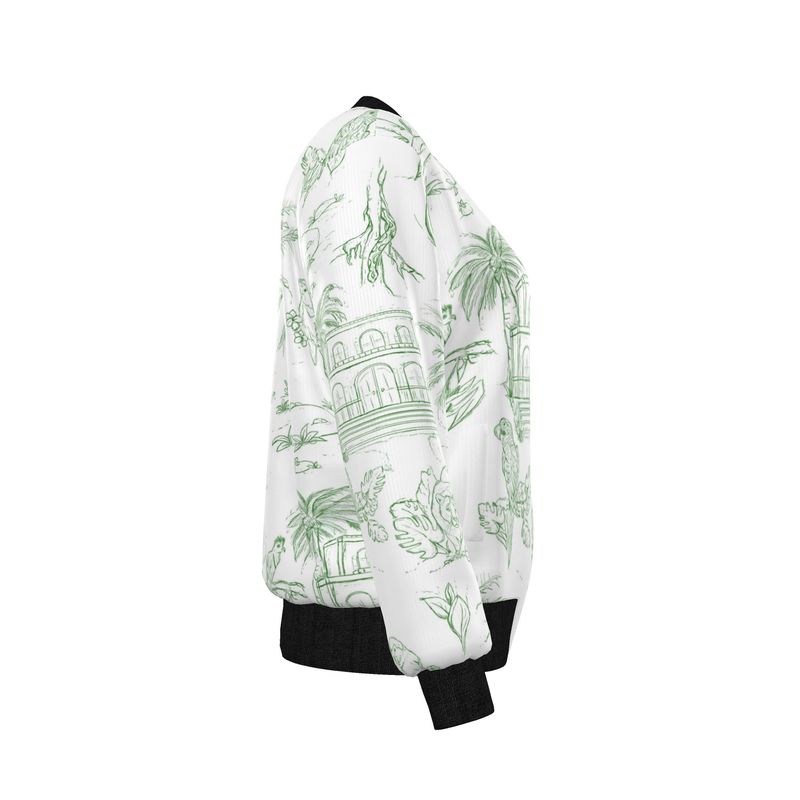 Jungle Toile Women's Reversible Silk Bomber Jacket
