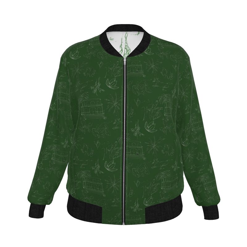 Jungle Toile Women's Reversible Silk Bomber Jacket
