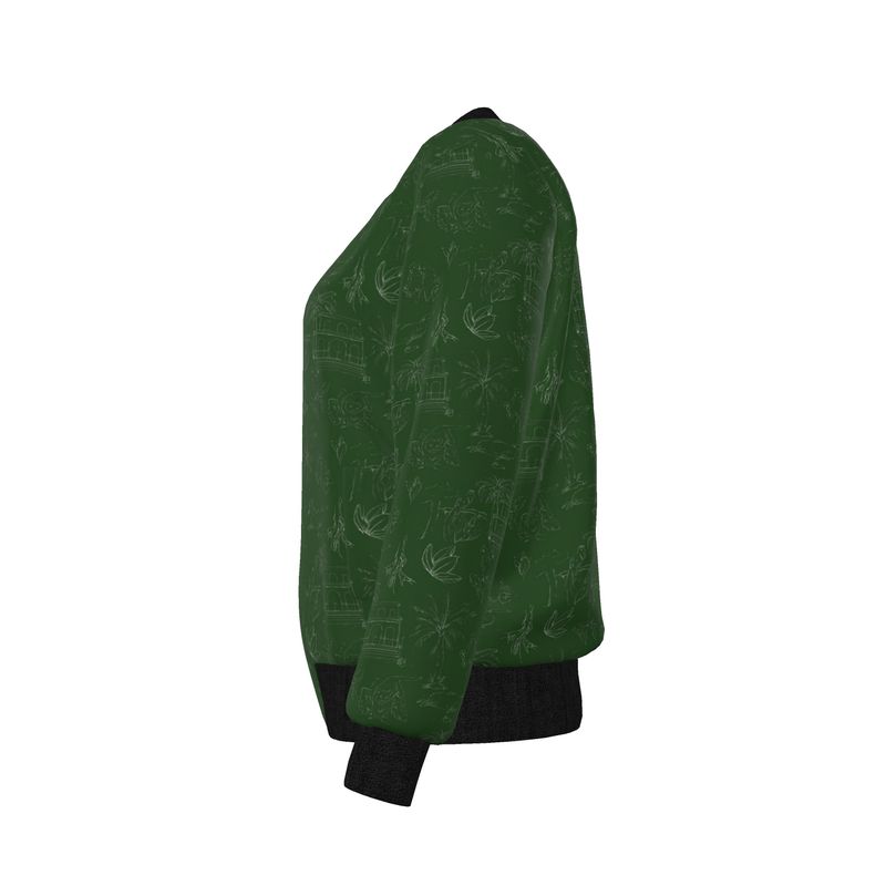 Jungle Toile Women's Reversible Silk Bomber Jacket