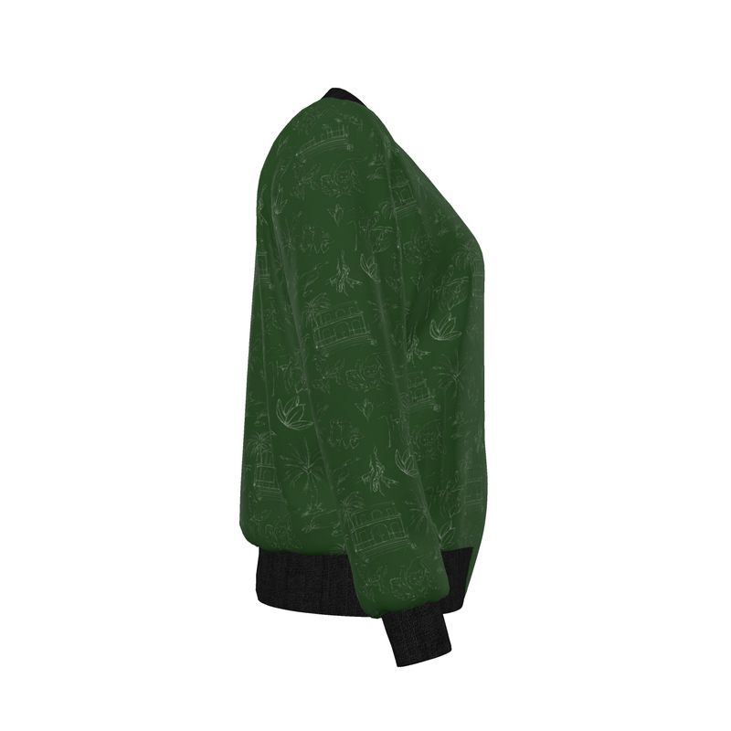 Jungle Toile Women's Reversible Silk Bomber Jacket