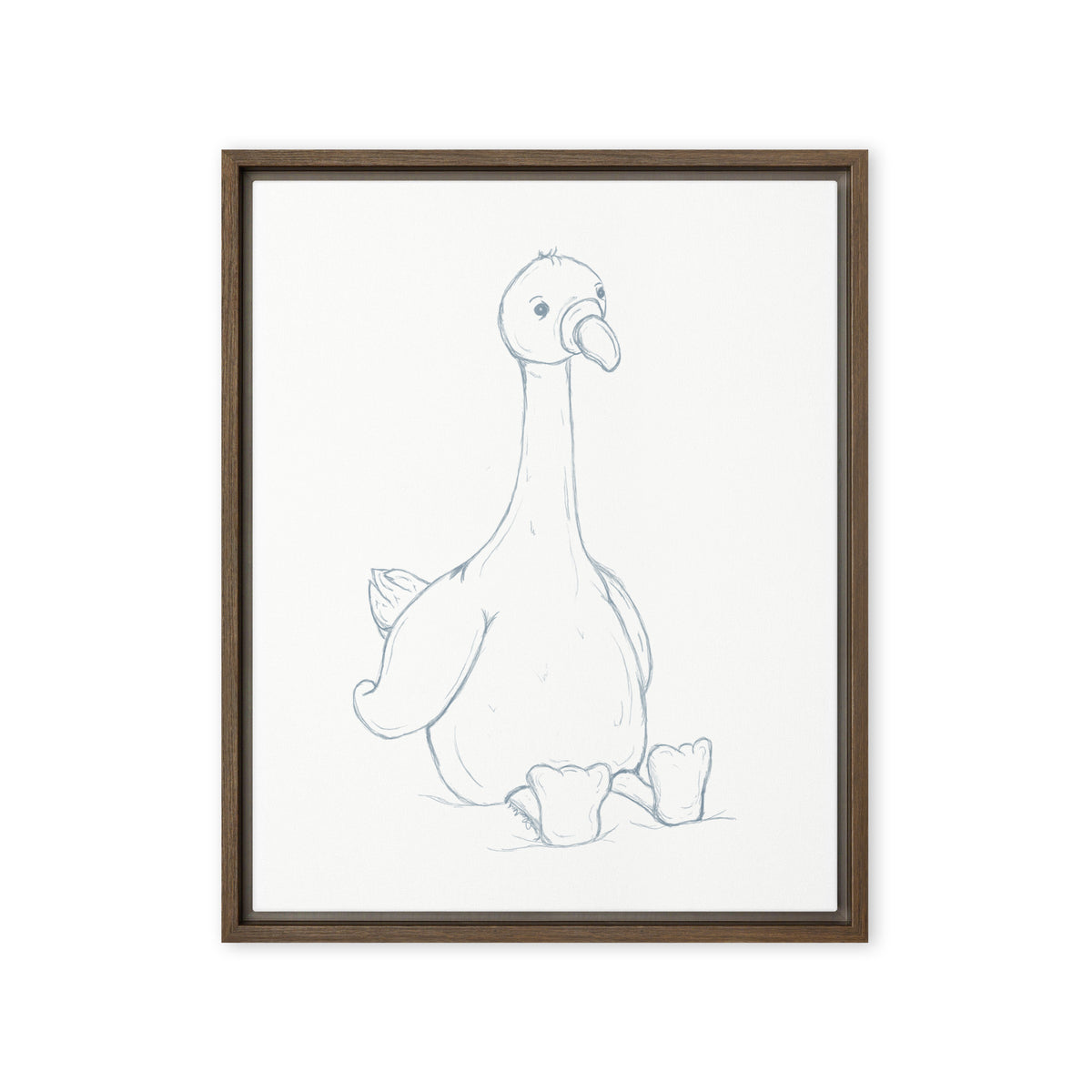 flamingo wall art in brown wood frame