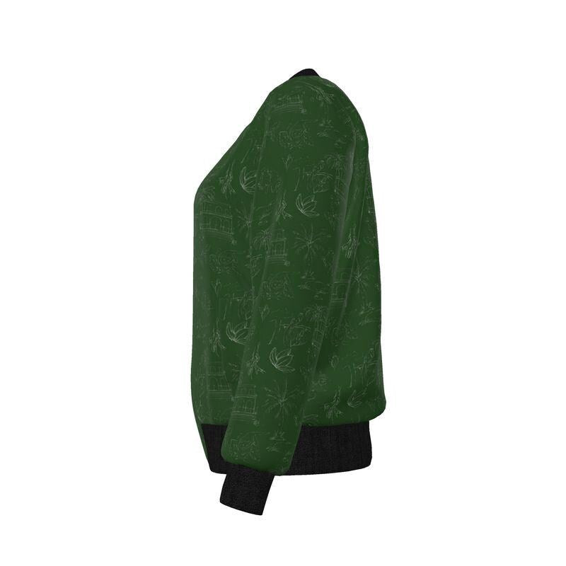 Jungle Toile Silk Reversible Bomber Jacket (Womens)